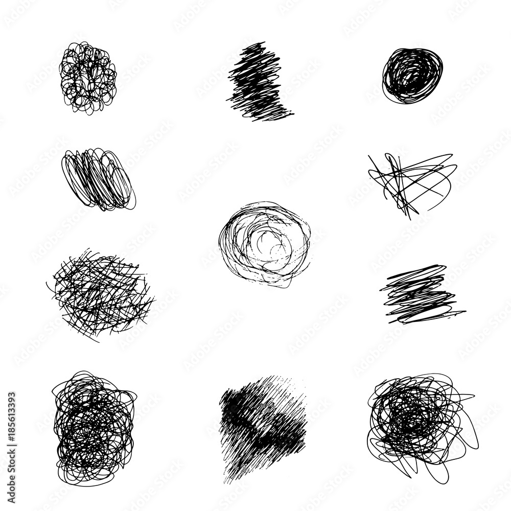 Collection of black and white abstract doodle Collection of black and white abstract doodle