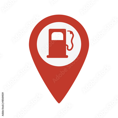 Map pointer with gas station icon. photo