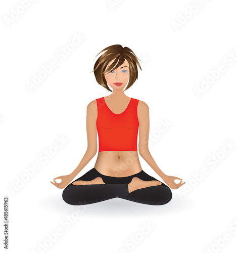 Woman doing yoga lotus pose, vector