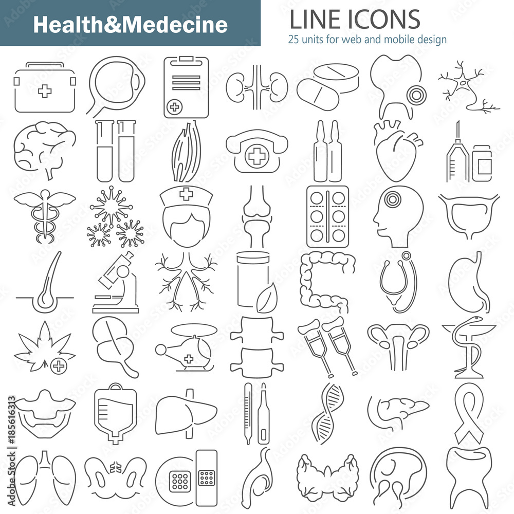 Big medecine and anatomy line icons set for web and mobile design Big medecine and anatomy line icons set for web and mobile design