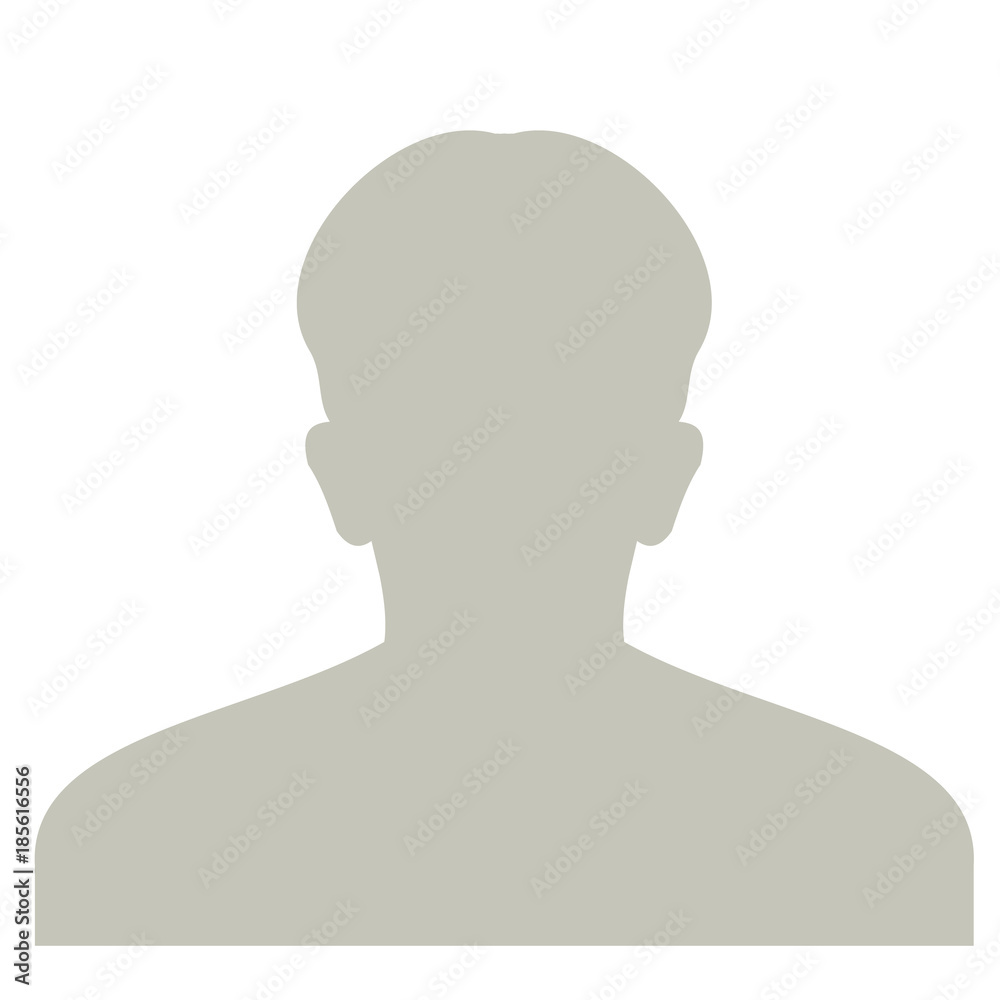 Profile anonymous face icon. Gray silhouette person. Male default avatar. Photo placeholder. Isolated on white background.