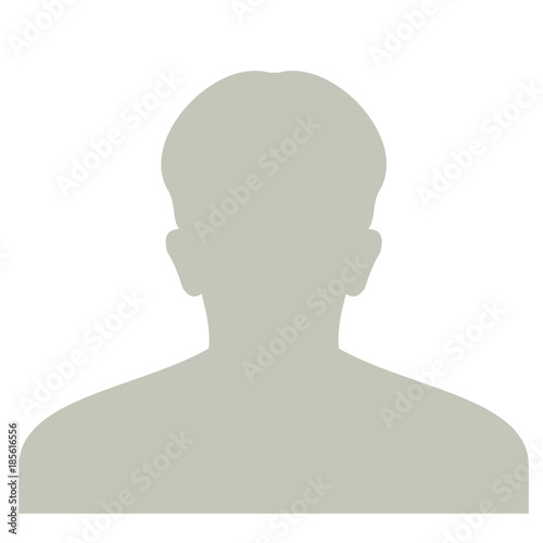Profile anonymous face icon. Gray silhouette person. Male default avatar. Photo placeholder. Isolated on white background.