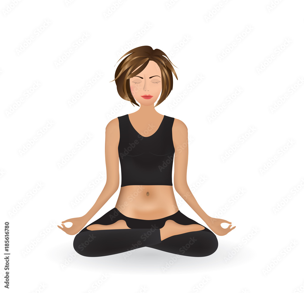 Woman doing yoga in lotus position, vector