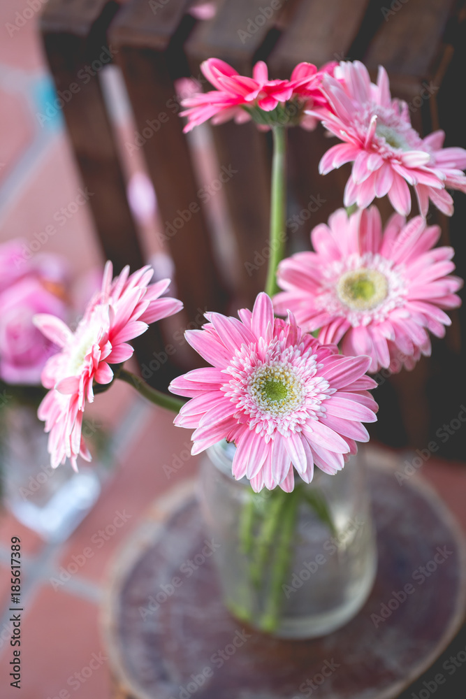 Chrysanthemum flowers sticks in clear glass. Used for decoration. Chrysanthemum flowers sticks in clear glass. Used for decoration.