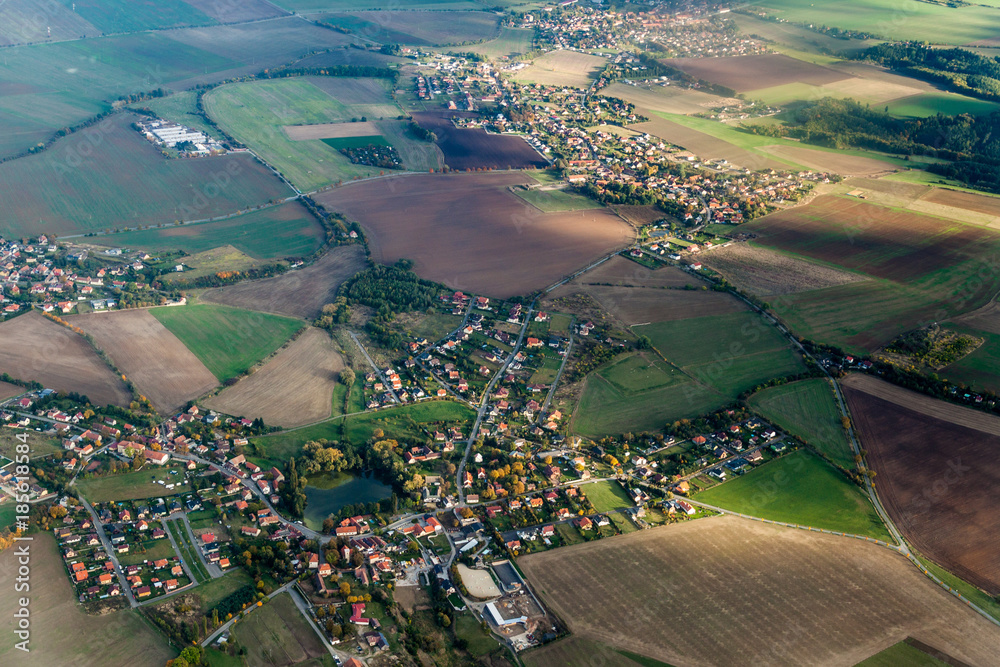 Φωτογραφία Aerial view of villages Svarov, Ptice and Uhonice, Czech Republic