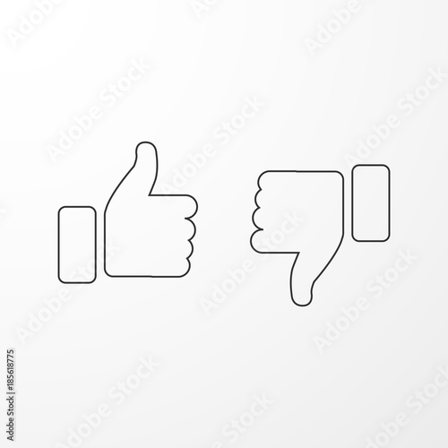 Blue thumbs up and thumbs down. Vector illustration