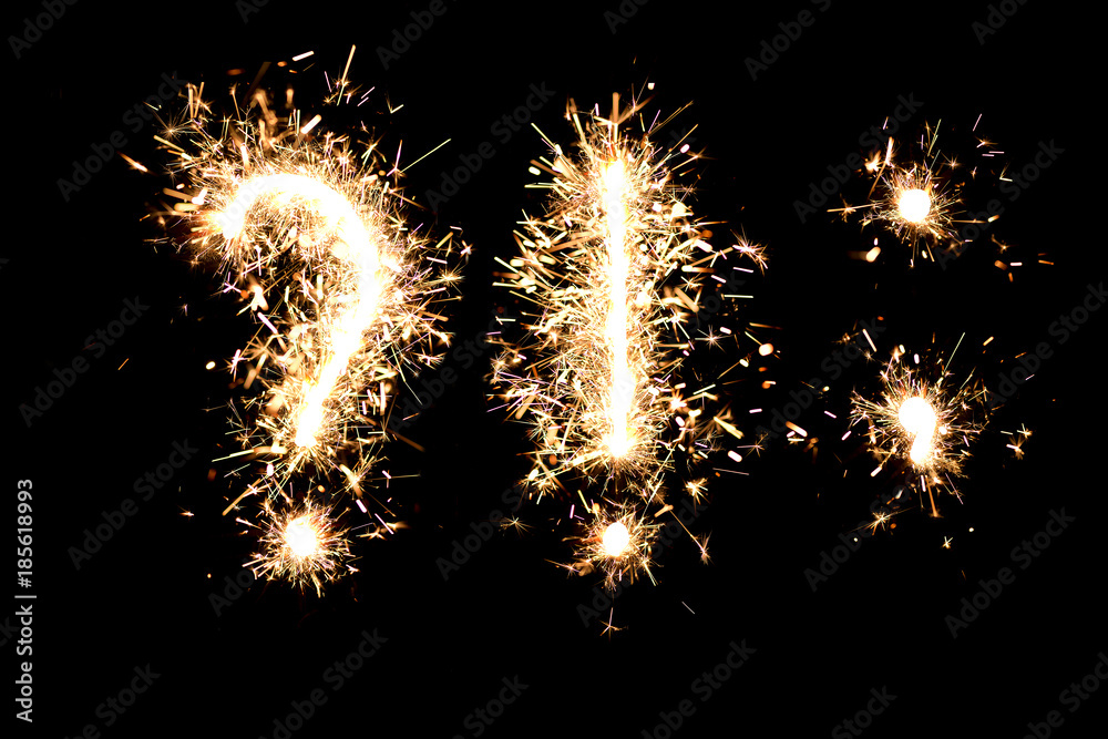 Dot, comma, exclamation mark and question mark from yellow sparkles on black background. Dot, comma, exclamation mark and question mark from yellow sparkles on black background.
