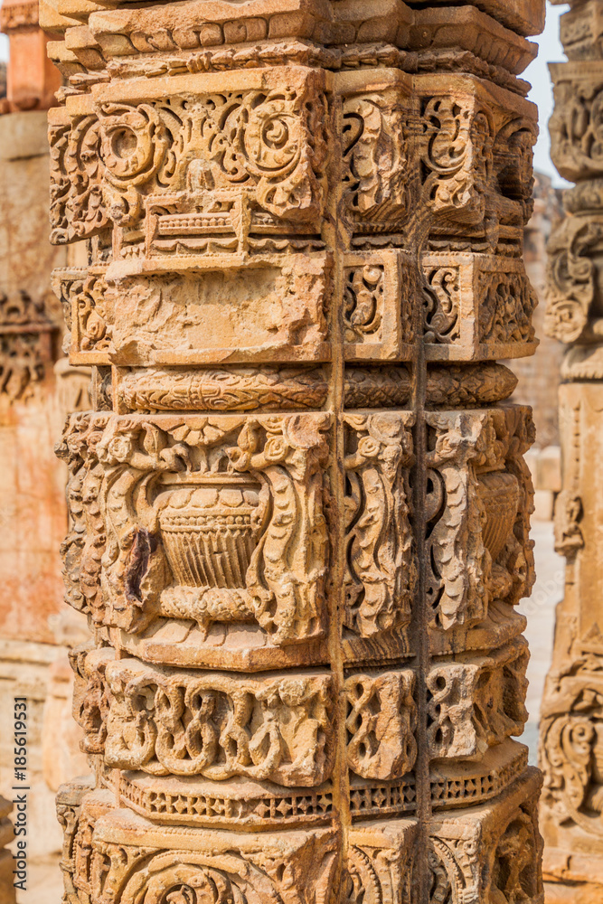 Detail of decorative carvings at Qutub complex in Delhi, India. Detail of decorative carvings at Qutub complex in Delhi, India.
