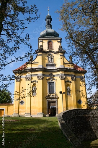 Baroque church of St. Peter and Paul in town Peruc, Central Bohemia, Czech republic, Europe