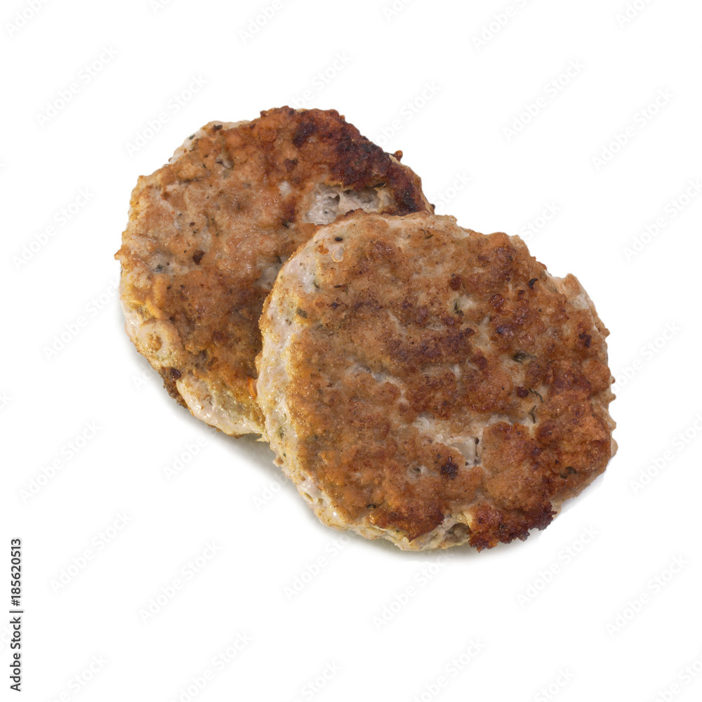 two small ready-made cutlets grill for burger two small ready-made cutlets grill for burger