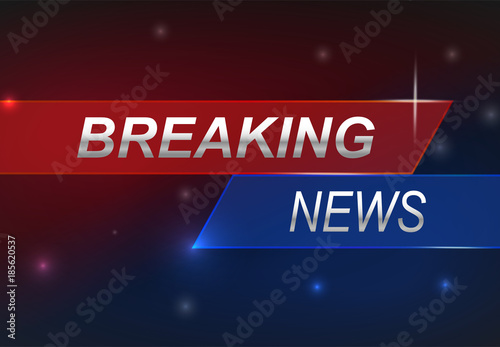 Stock vector illustration logo breaking news live banner. Police lights background, breaking news, bokeh. EPS10. Vector illustration