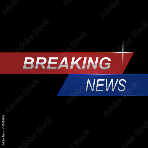 Stock vector illustration logo breaking news live banner. Police lights background, breaking news, bokeh. EPS10. Vector illustration