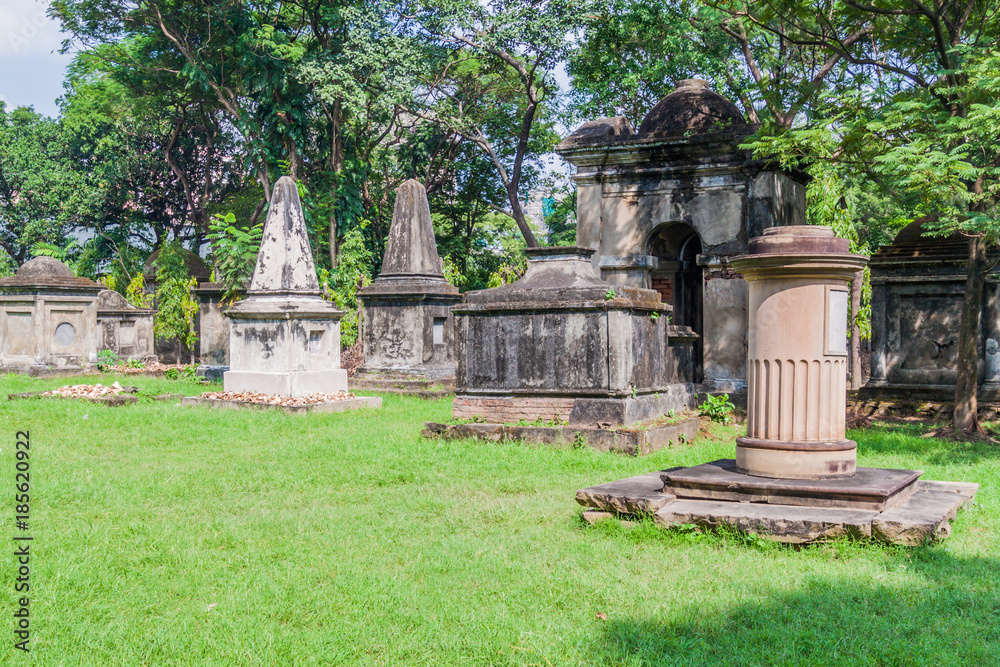 Tombs of South Park Street Cemetery in Kolkata, India