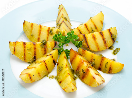 baked pototoes, closeup photo