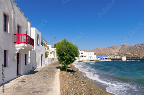 The picturesque seaside Agia Marina village in Leros island, Dodecanese, Greece 