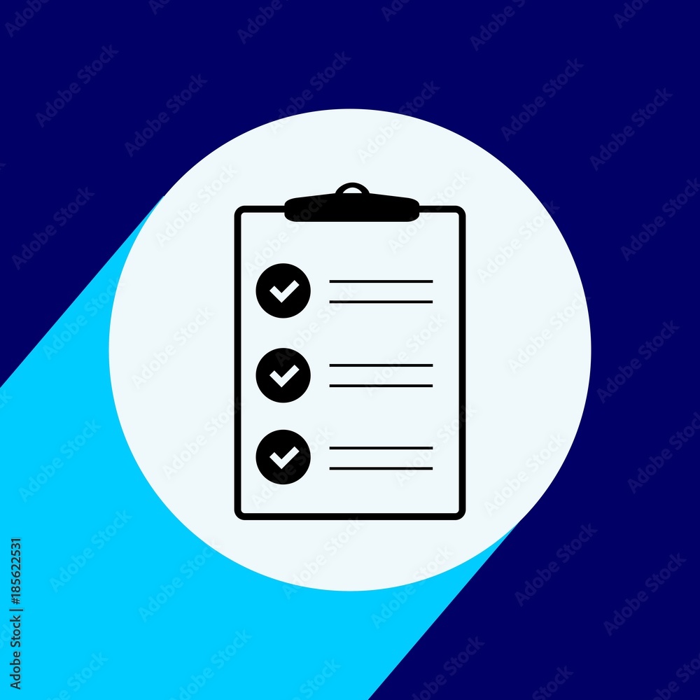 Check list flat icon with long shadow. Vector Illustration isolated for graphic and web design. Check list flat icon with long shadow. Vector Illustration isolated for graphic and web design.