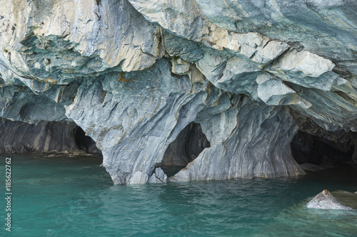 Marble Caves on the shore of Lago General Carrera along the Carretera Austral in Northern Patagonia  Chile.