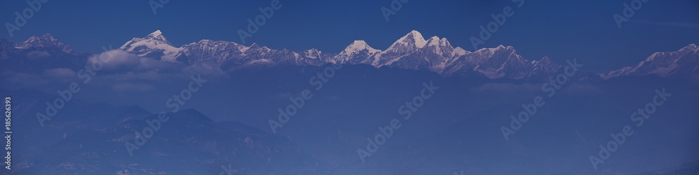 Himalayan mountain peaks panorama Nepal 