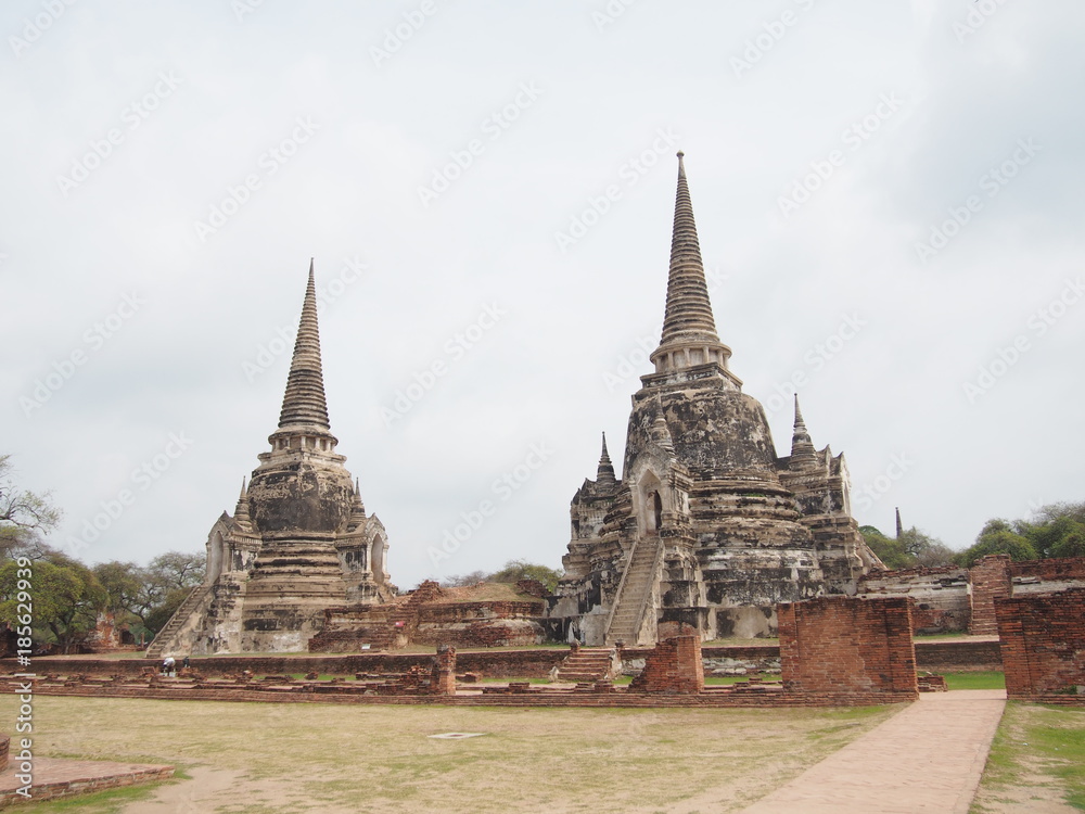 Pagodas in Wat Mahathat, Ayutthaya, Thailand