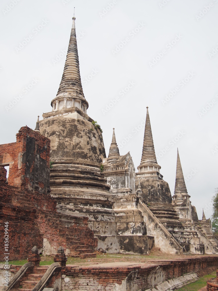 Pagodas in Wat Mahathat, Ayutthaya, Thailand Pagodas in Wat Mahathat, Ayutthaya, Thailand