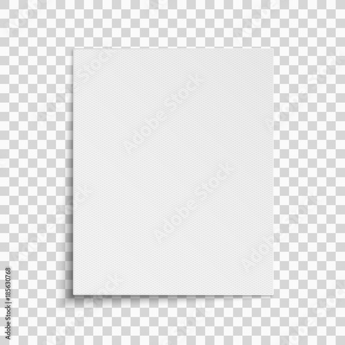 Realistic vertical white sheet of paper isolated on a transparent background. Grid pattern. Template for your project. Vector
