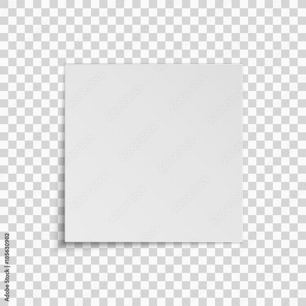 Realistic square white sheet of paper isolated on a transparent background. Pattern of dots. Template for your project. Vector Realistic square white sheet of paper isolated on a transparent background. Pattern of dots. Template for your project. Vector
