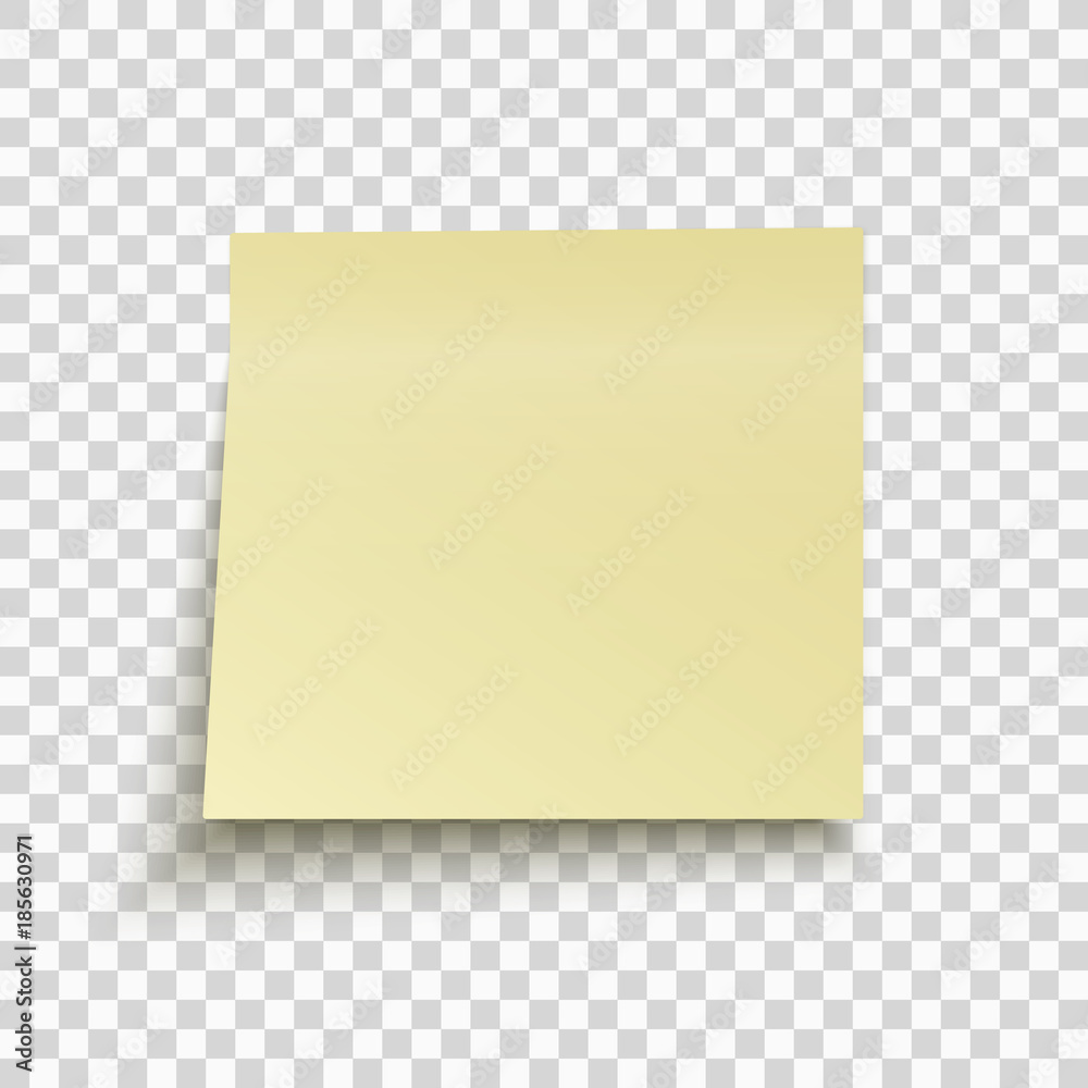 Yellow sticky note isolated on transparent background. Office note for work.  Template for your project. Stock Vector | Adobe Stock