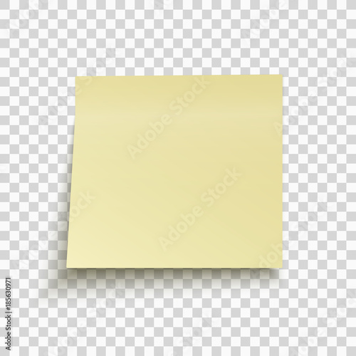 Yellow sticky note isolated on transparent background. Office note for work. Template for your project.