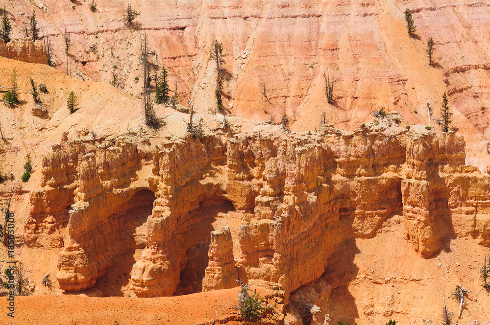 Part of the red rock outcrops (Hoodoo's) in Cedar Brakes National Park in Utah