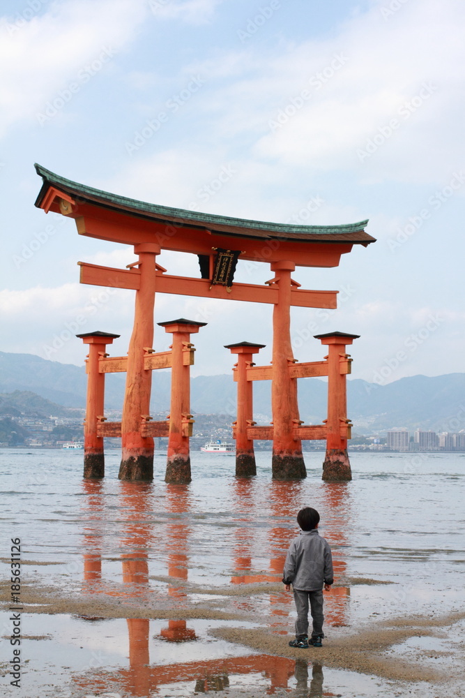 Low tide Miyajima Torii at low tide Itsukushima-Jinja shrine Low tide Miyajima Torii at low tide Itsukushima-Jinja shrine