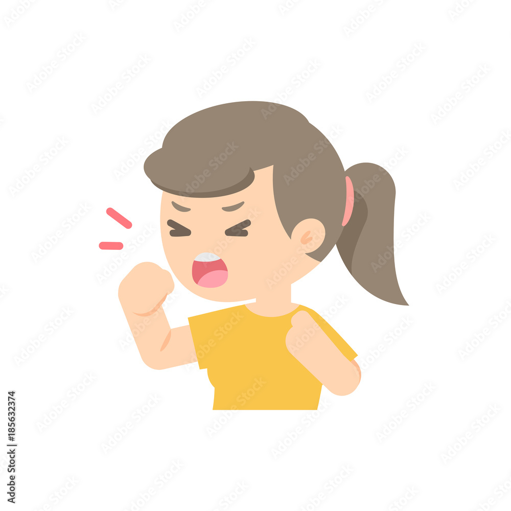 young girl coughing, sickness allergy concept, Vector flat illustration. young girl coughing, sickness allergy concept, Vector flat illustration.