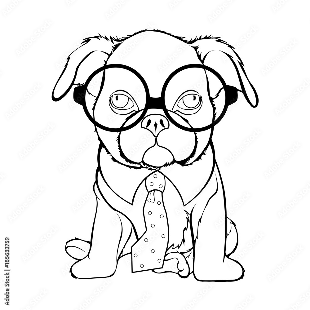 Coloring. Doggie. Vector character. Symbol of the New Year 2018.