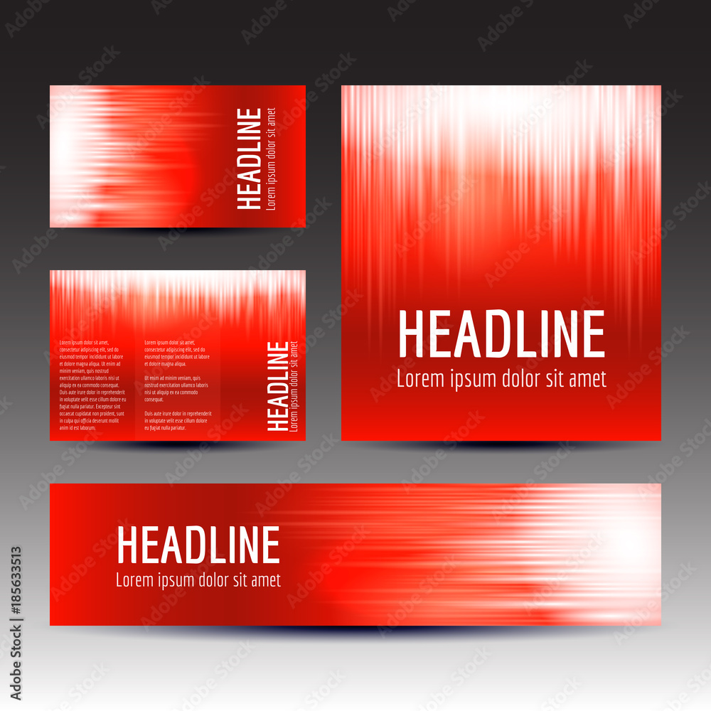Set of gradient backgrounds in red colord, vector templates