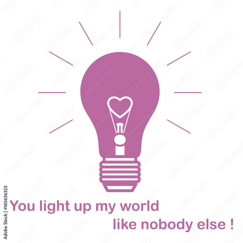 Glowing light bulb with glower in shape of heart. Glowing light bulb with glower in shape of heart.