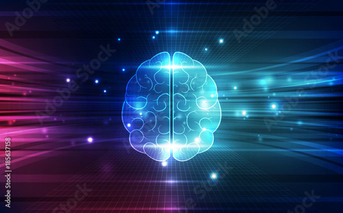 Vector abstract human brain on technology background represent artificial intelligence concept, illustration