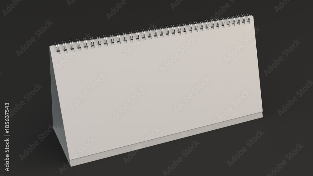 White table calendar mock-up on black surface
