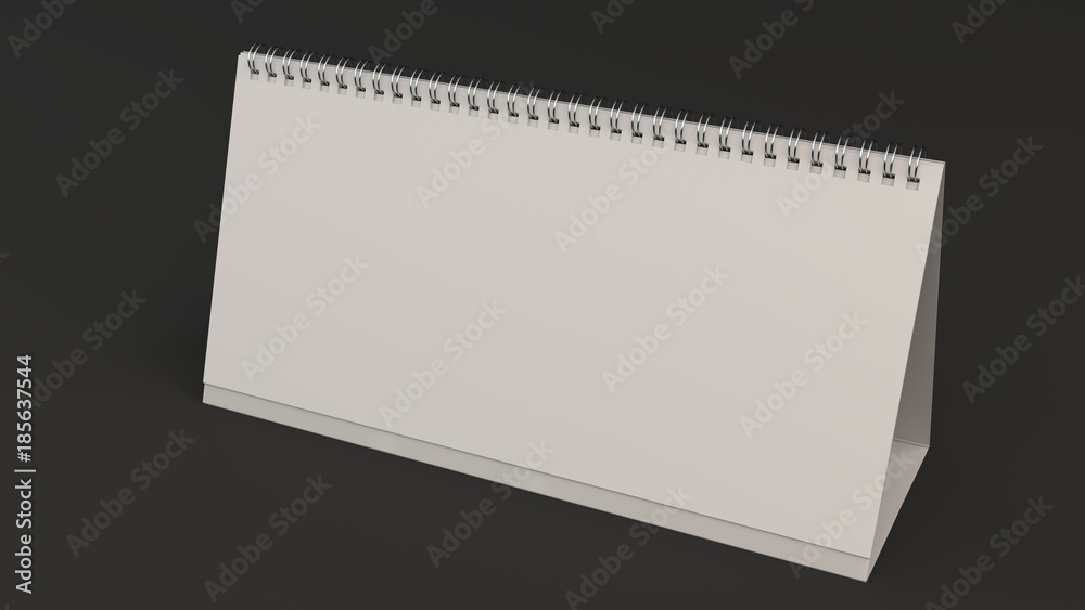 White table calendar mock-up on black surface White table calendar mock-up on black surface