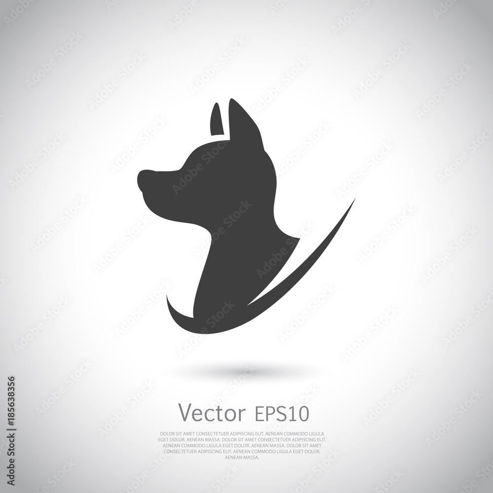 Naklejka premium Hunting dog head icon on gray background. Vector illustration.
