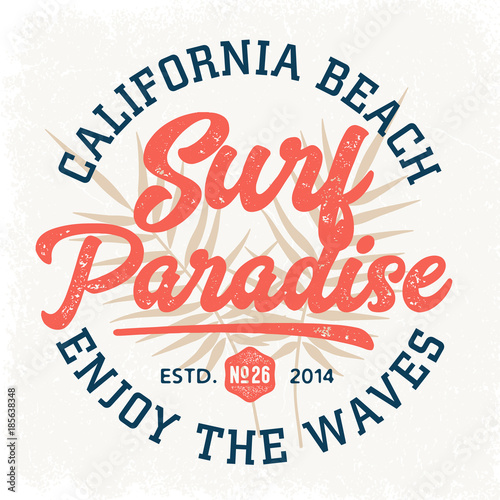 Surf Paradise California Beach - Tee Design For Print