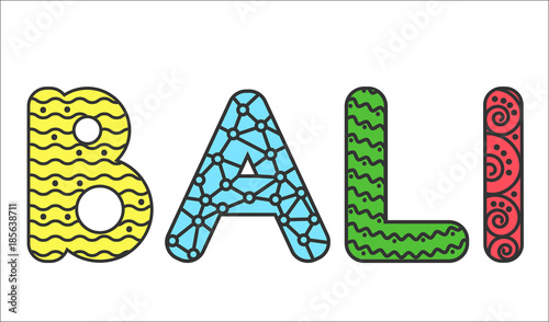 Text BALI in doodle style photo