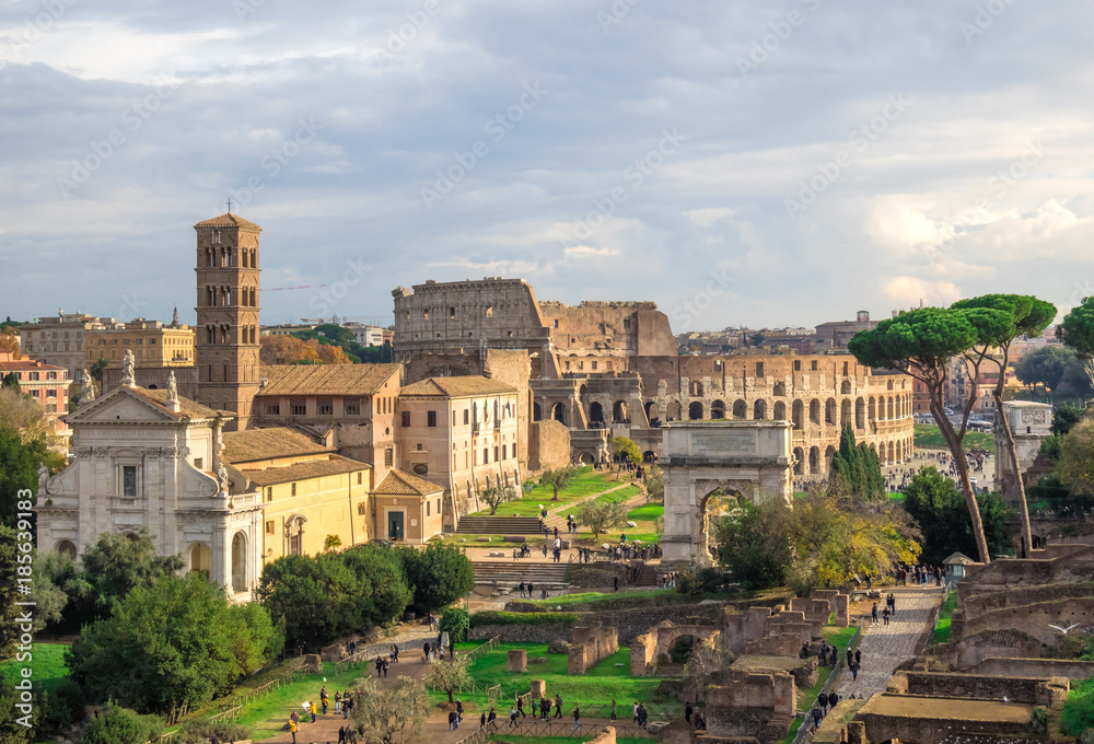 Rome (Italy) - The archeological historic center of Rome, named Imperial Fora.