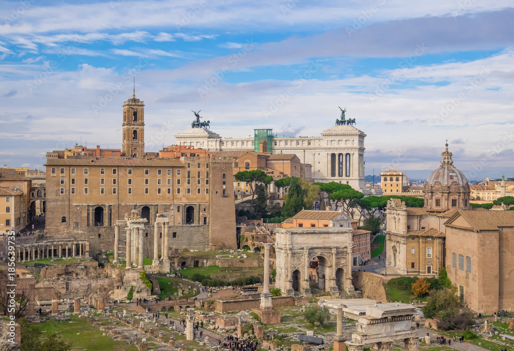 Rome (Italy) - The archeological historic center of Rome, named Imperial Fora.