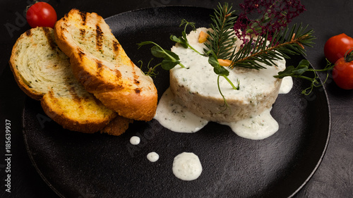 gourmet restaurant pate meal recipe concept. food photography. culinary art.