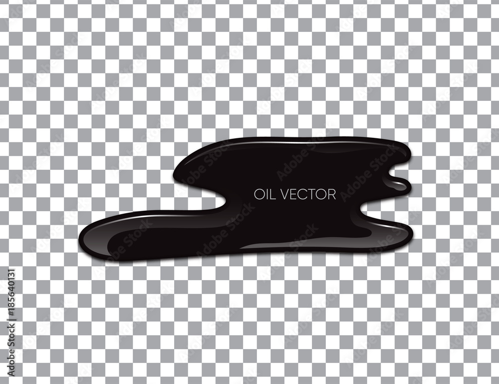 Realistic Black Oil isolated on transparent background. Vector illustration.