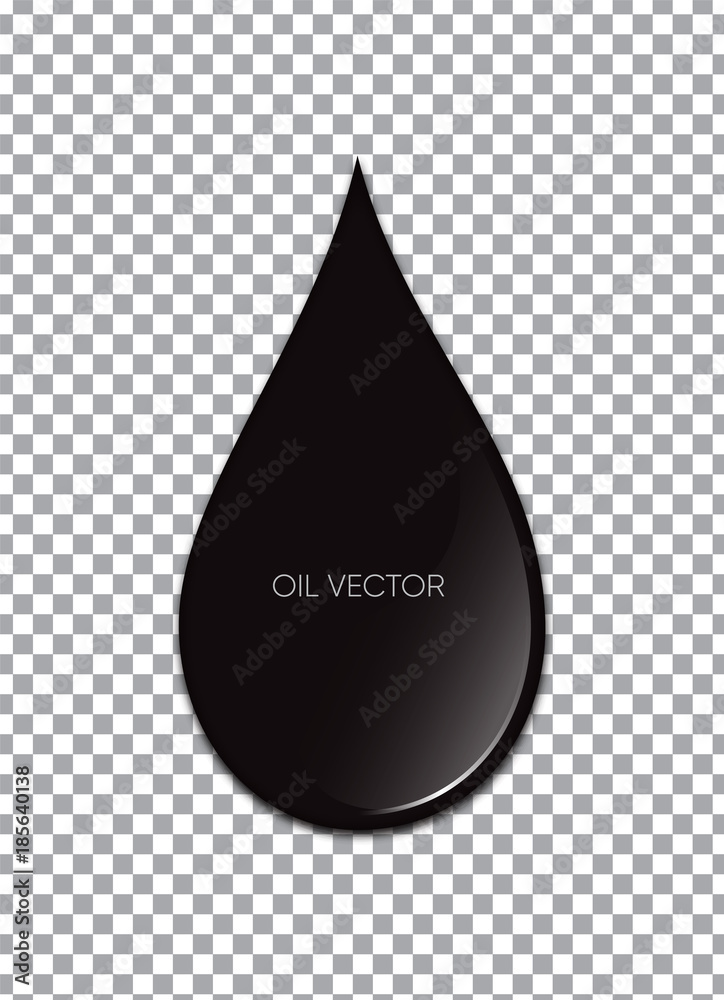 Realistic Black Oil isolated on transparent background. Vector illustration.