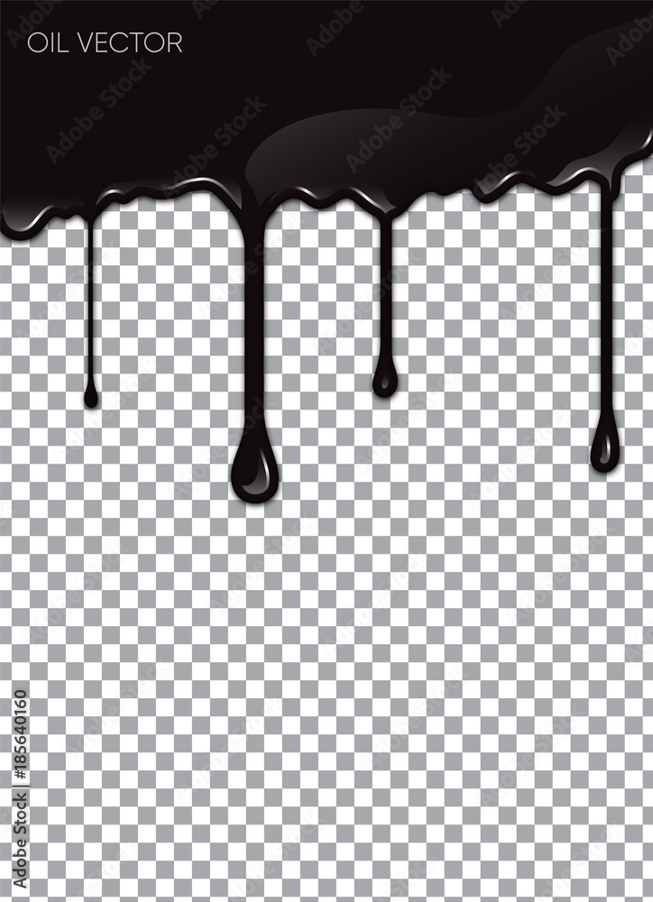 Realistic Black Oil isolated on transparent background. Vector illustration.