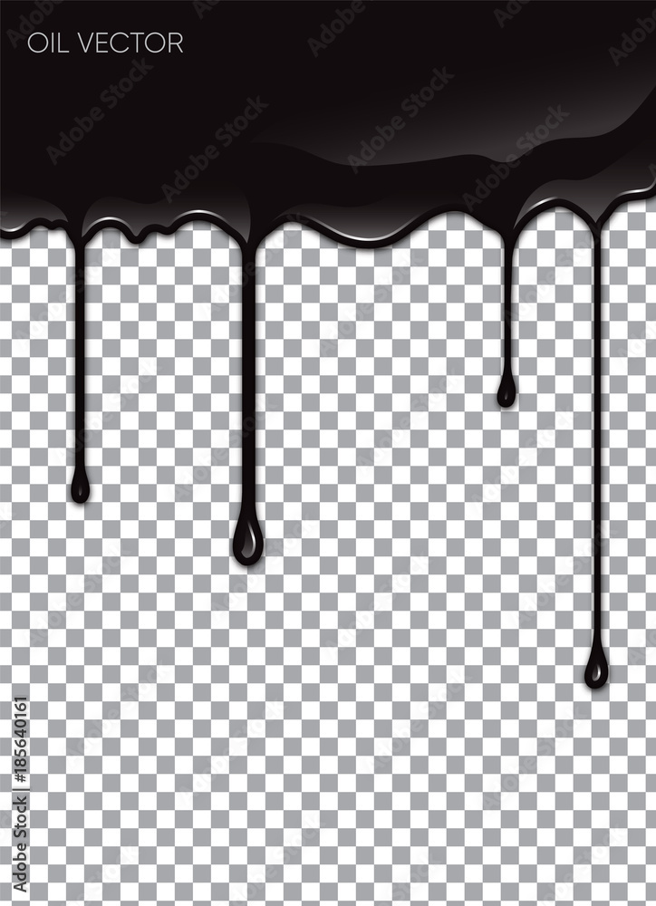 Realistic Black Oil isolated on transparent background. Vector illustration.