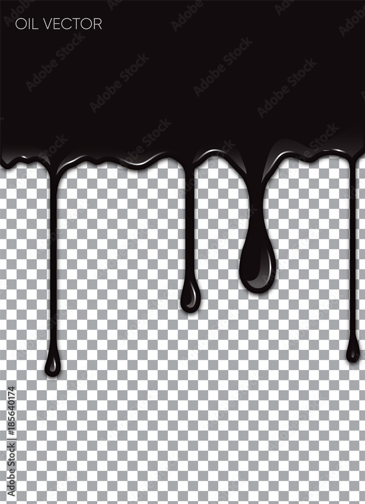 Realistic Black Oil isolated on transparent background. Vector illustration.