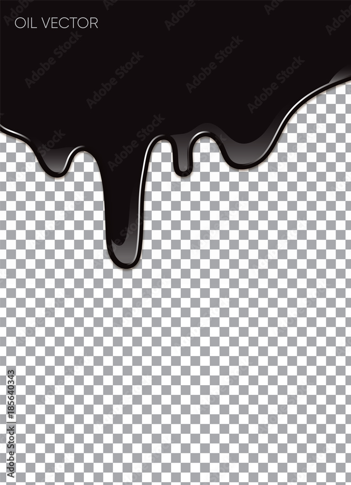 Realistic Black Oil isolated on transparent background. Vector illustration.