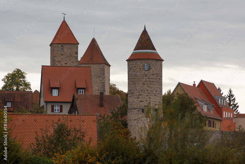 Fortifications of the medieval town Dinkelsbuhl in Bavaria, Germany
